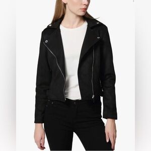 NWT Faux Suede Casual Moto Jacket Small Black